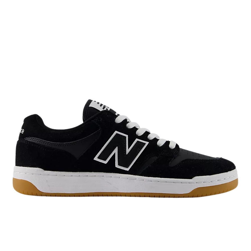 New Balance Numeric 480 Wide Shoes Black / White / Gum Outside View
