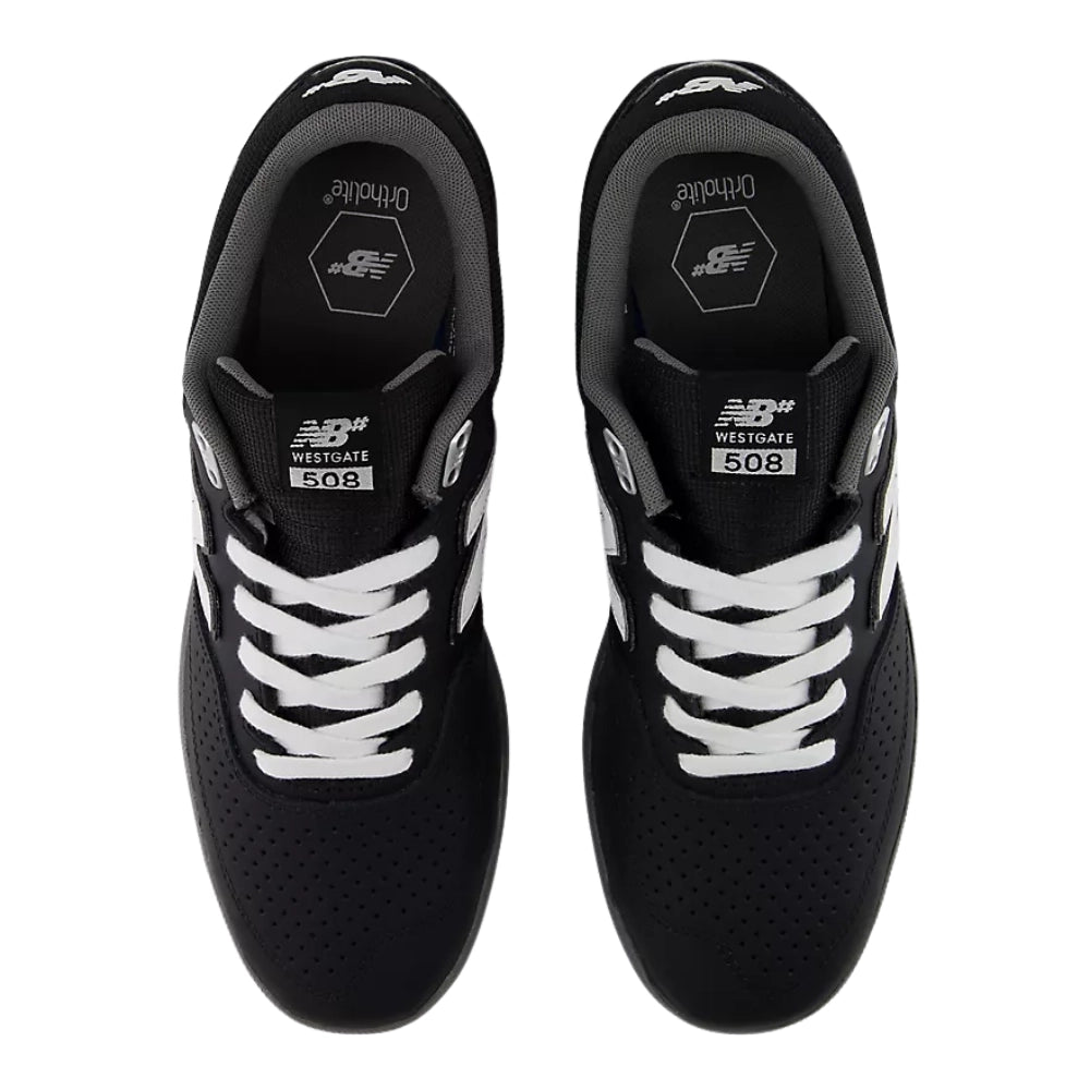 New Balance Numeric Brandon Westgate 508 Black White Shoes Top View