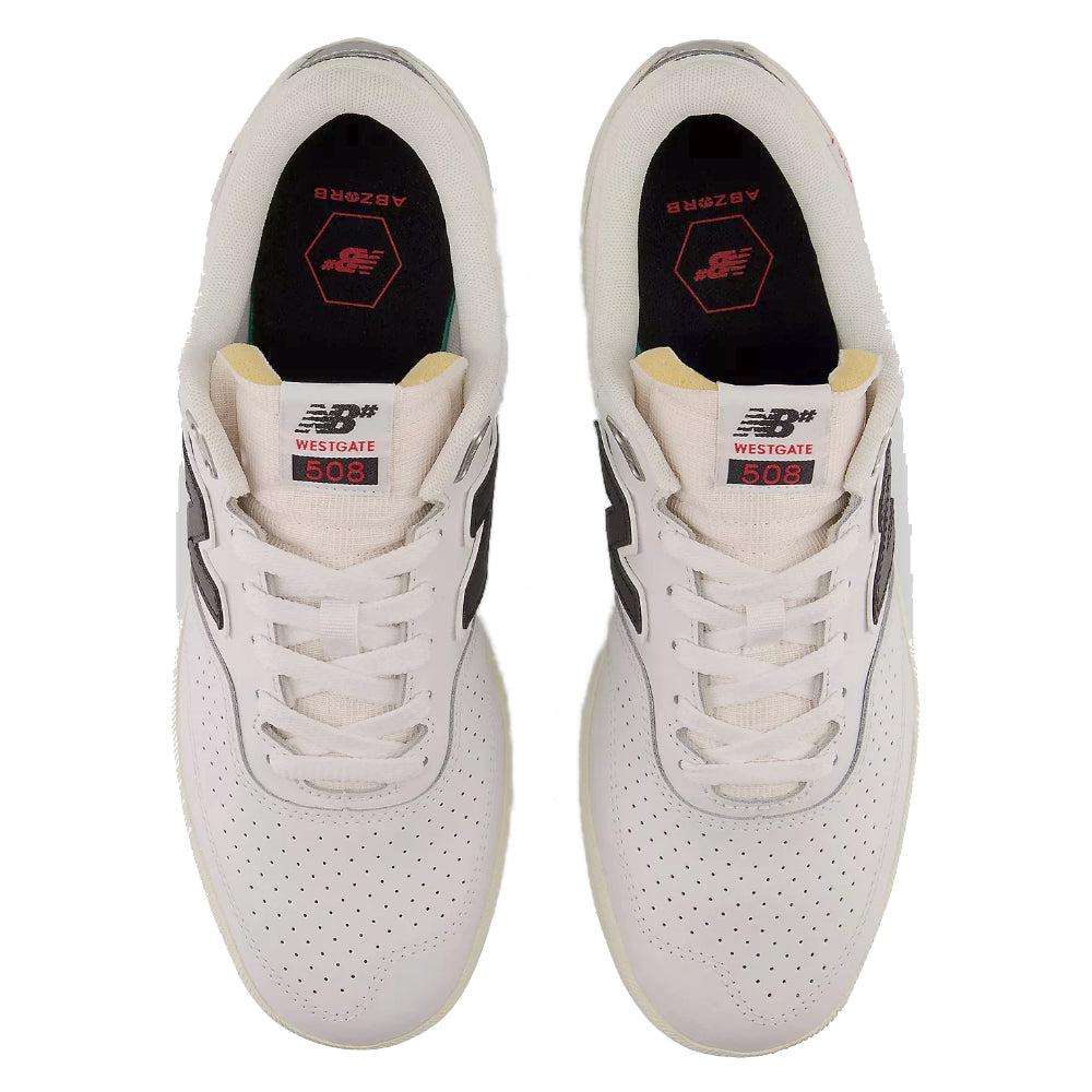 New Balance Numeric Brandon Westgate 508 White With Black Shoes Top View with Abzorb insole