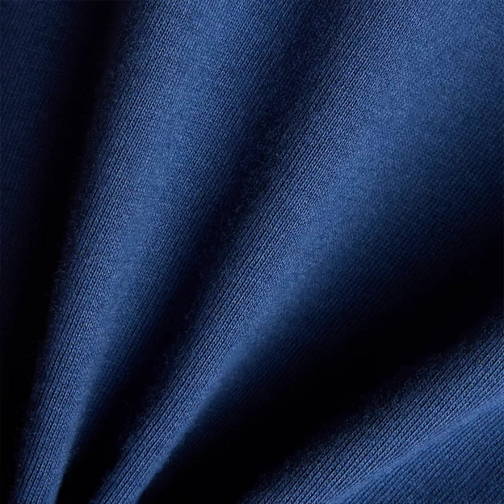 New Balance Numeric Small Logo T-Shirt Navy Blue Fabric Close Up