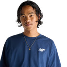 New Balance Numeric Small Logo T-Shirt Navy Blue Front Close Up
