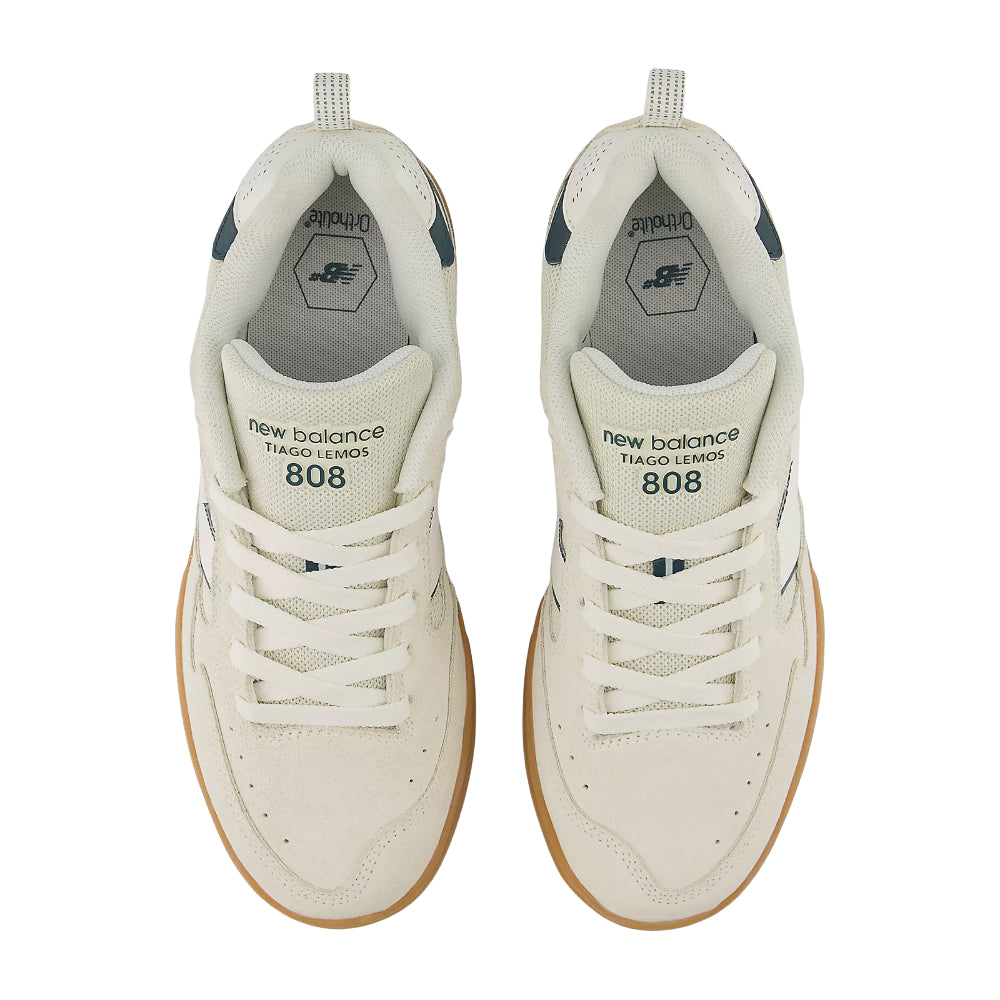 New Balance Numeric Tiago Lemos 808L Shoes Sea Salt White / Medusa Green Top View