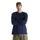 New Balance Numeric Waffle Knit Long Sleeve Henley Dark Night Blue Front