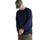 New Balance Numeric Waffle Knit Long Sleeve Henley Dark Night Blue Side Angle View