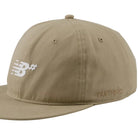 New Balance Numeric Deconstructed Flat Brim Hat Stoneware Logo Close Up View