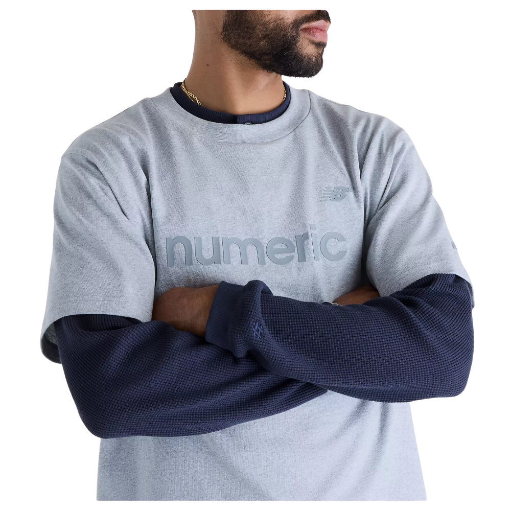 New Balance Numeric Jersey Cotton T-Shirt Athletic Grey Front Logo