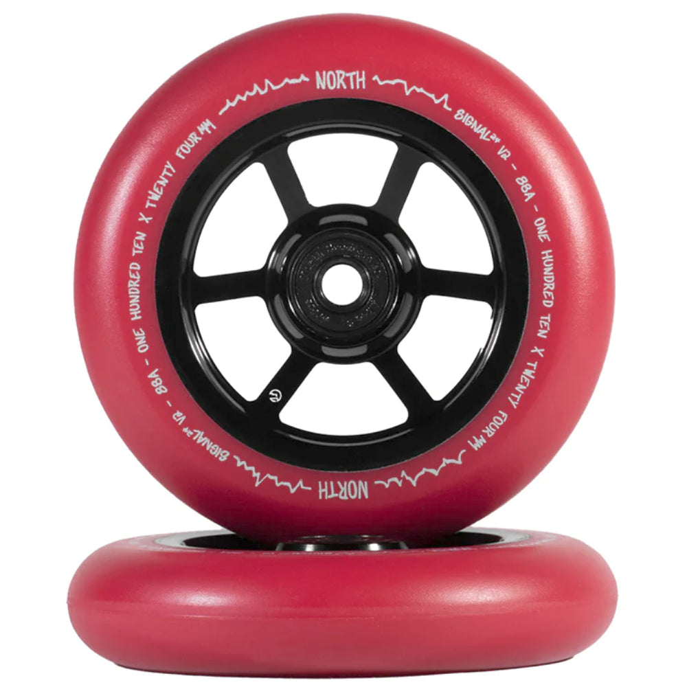 North Scooters Signal G2 110X24mm Freestyle Scooter Wheels Black Red PU