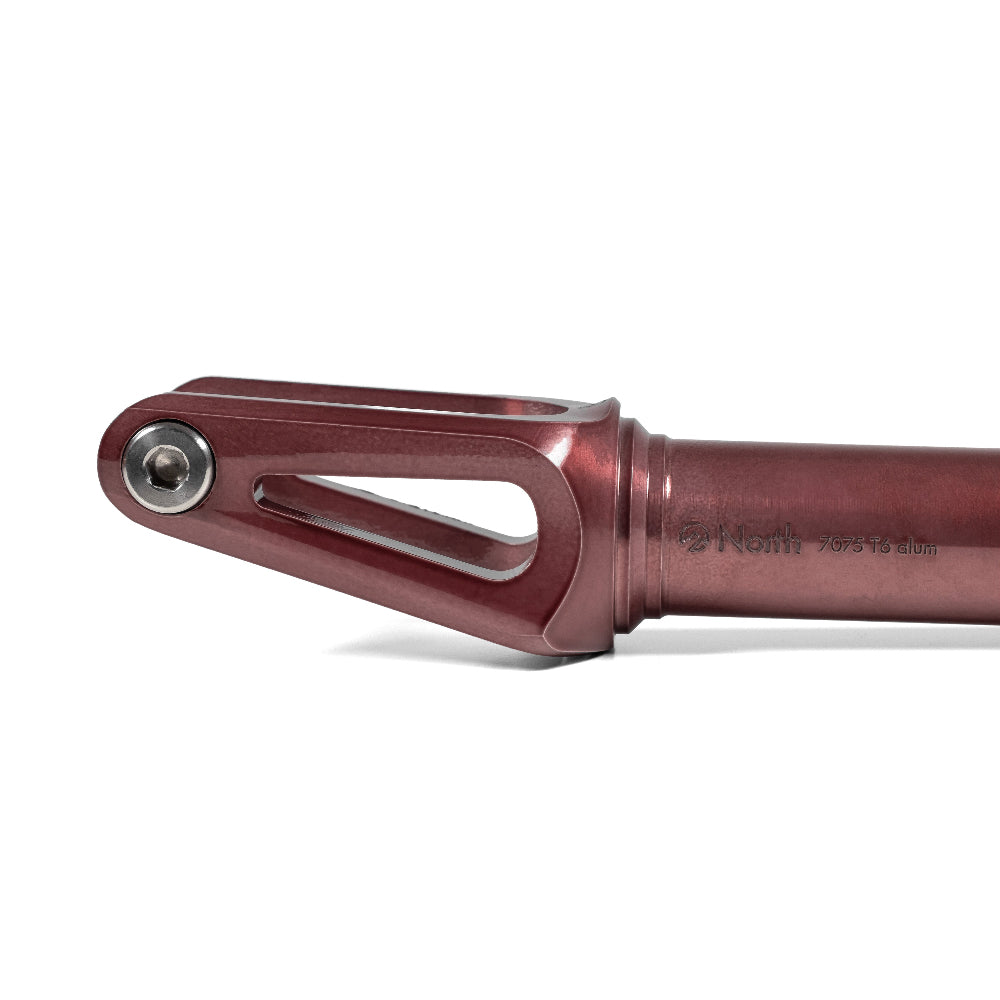 North Scooters Nova 30mm Scooter Fork Wine Red Legs Close Up