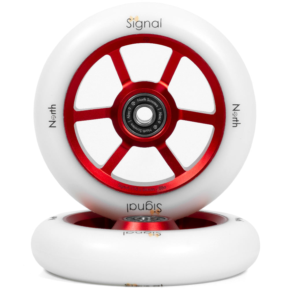 North Scooters Signal V3 White PU 110X24mm Scooter Wheels Red