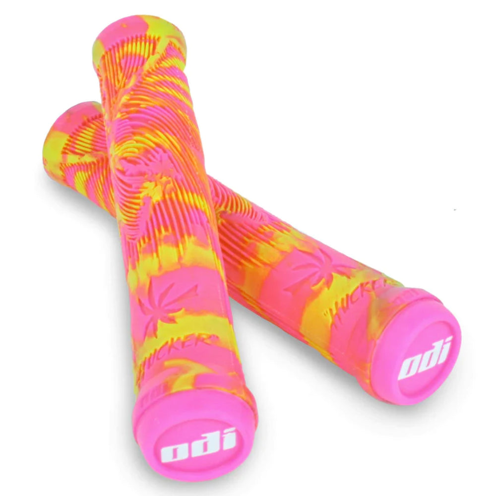 ODI Hucker Grips Flangeless Limited Edition Pink Yellow Swirl