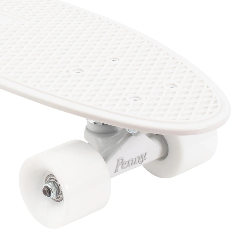 Penny Staple White 22in Cruiser Complete Front Close Up