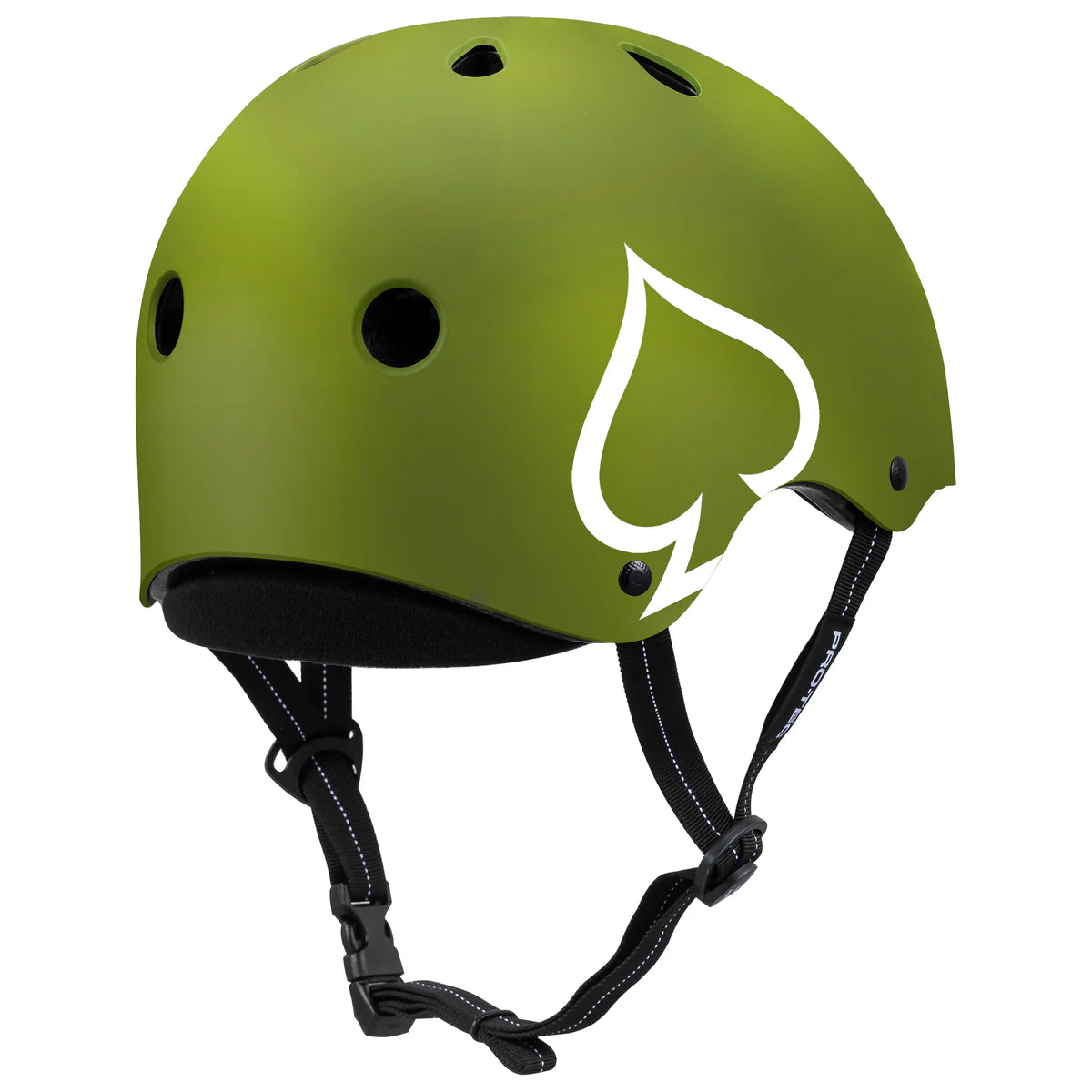 Pro-Tec Low Pro Helmet Matte Army Green Back Logo Angle