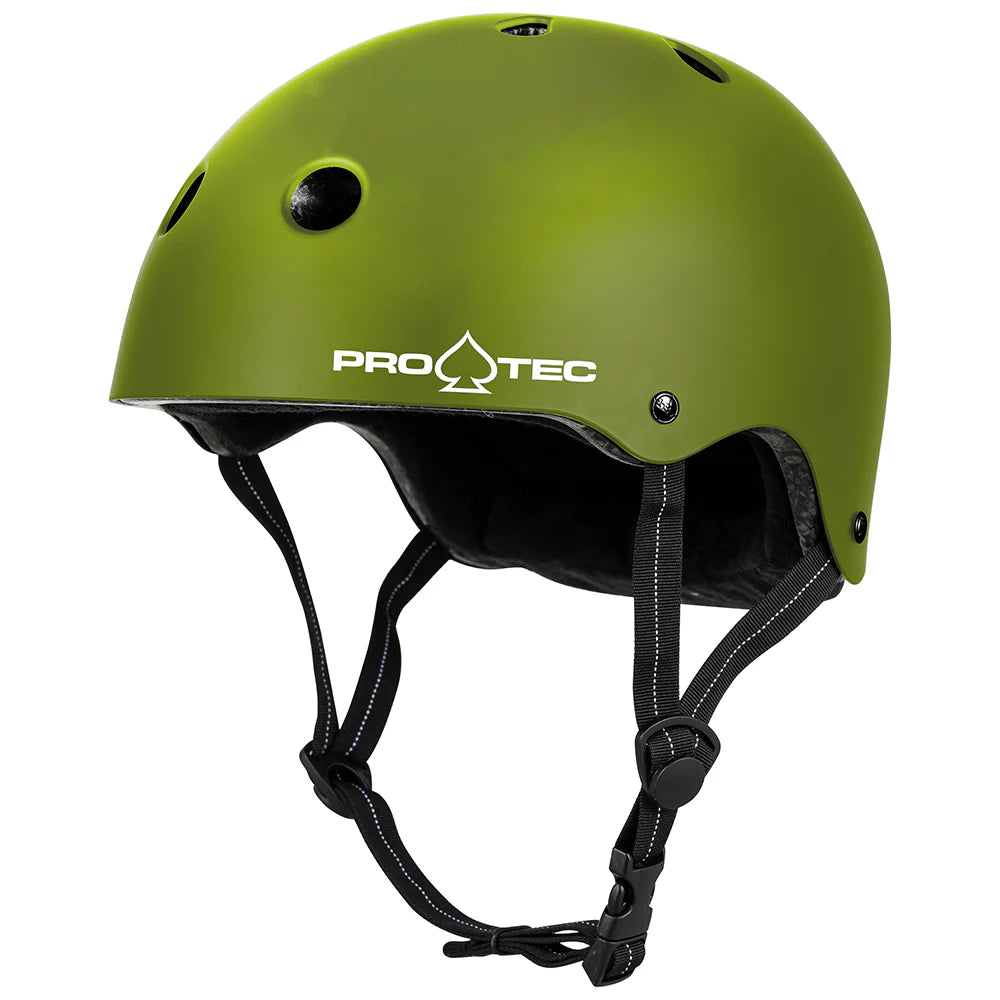 Pro-Tec Low Pro Helmet Matte Army Green Front Logo Angle