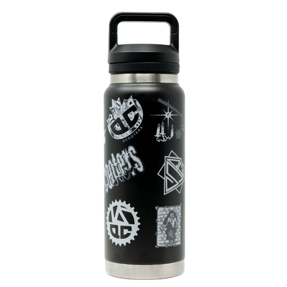 QC Scooters 26oz Sticker Bomb Water Bottle Back