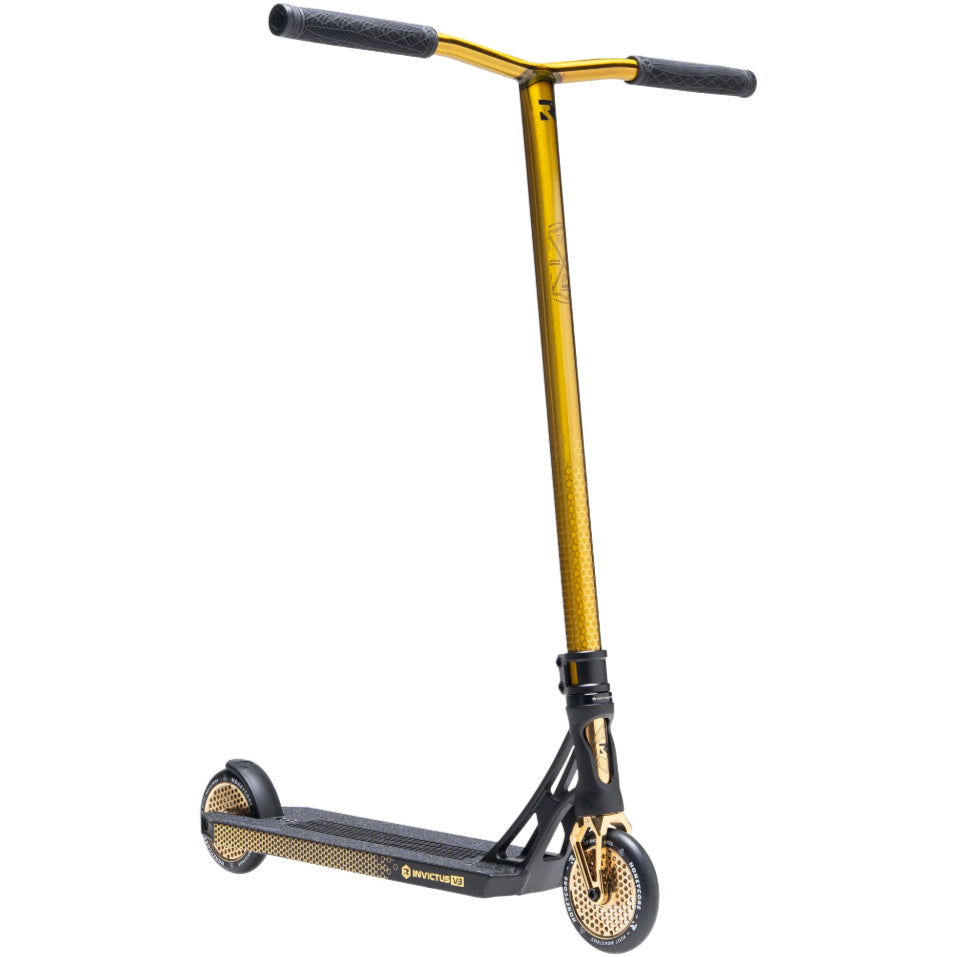 Root Industries Invictus V3 Scooter Complete Gold Right Front Angle View
