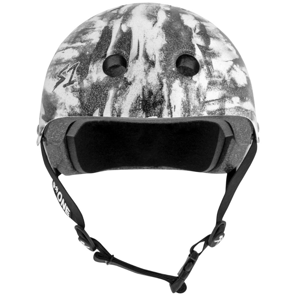 S1 Lifer Bomba White / Black Glitter CERTIFIED Helmet Front View