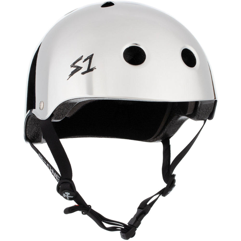 S1 Lifer Silver Mirror Gloss CERTIFIED Helmet Front Angle View
