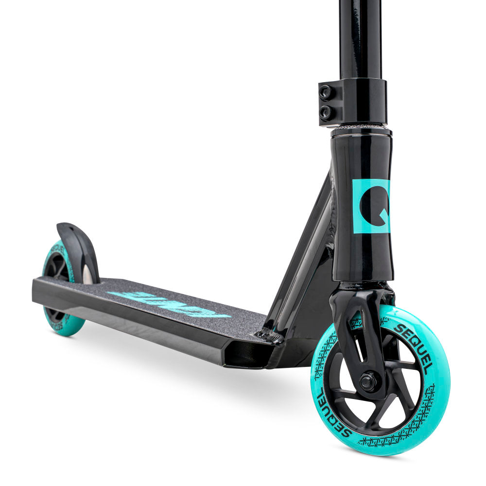 Sequel Ignite Scooter Complete Black Teal Front Close Up