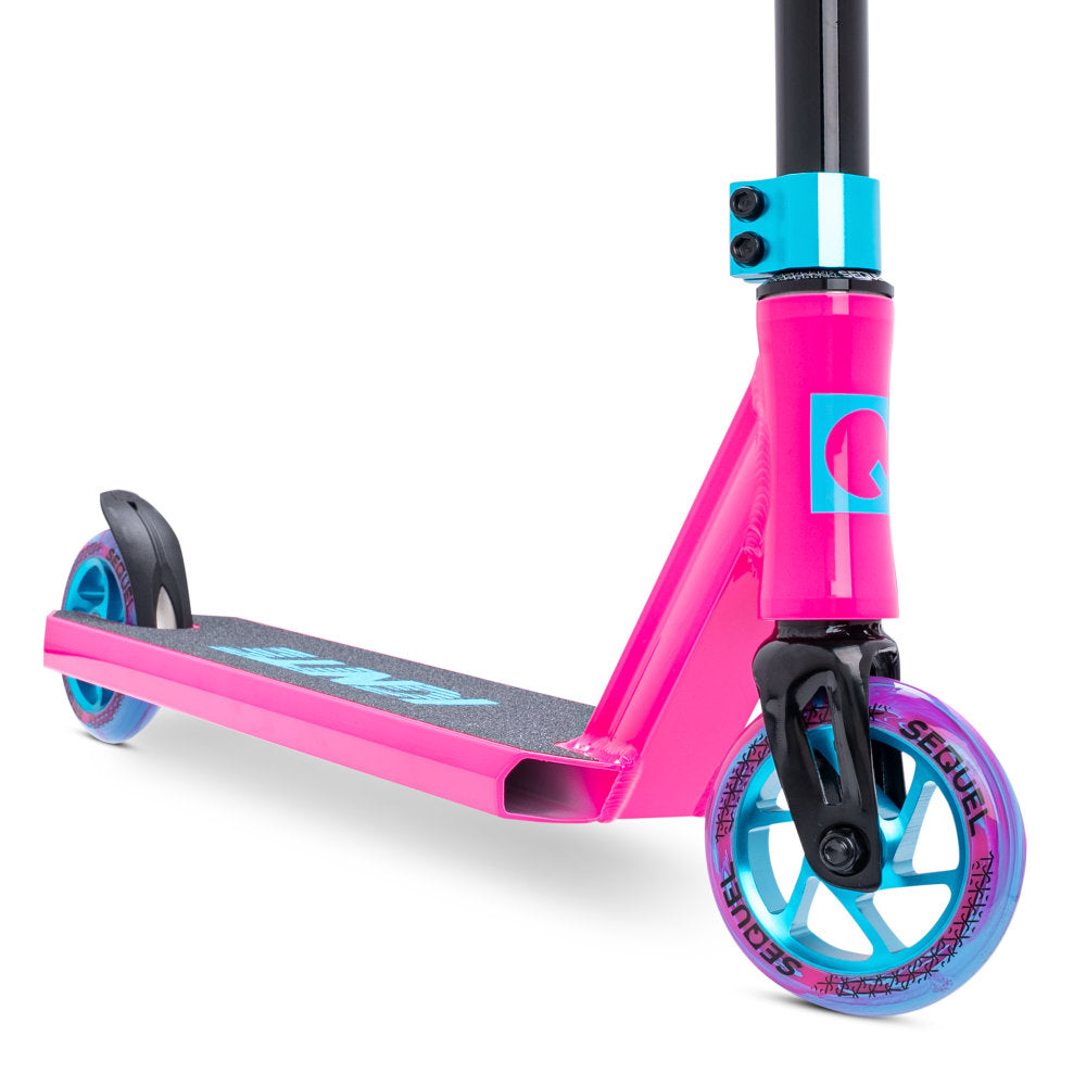 Sequel Ignite Scooter Complete Pink Teal Front Close Up