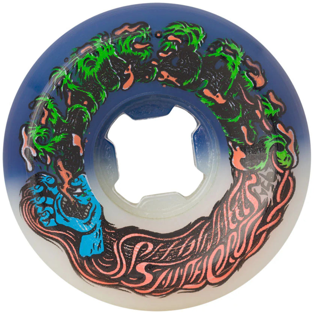 Slime Balls Hairballs 50-50 White Blue 95A 53mm - Skateboard Wheels Front