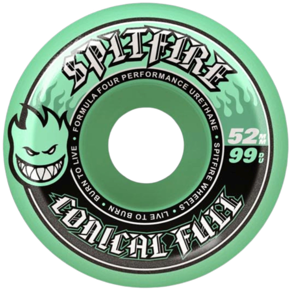 Spitfire Formula Four Conical Full Color Pack Teal 99D 52mm - Skateboard Wheels