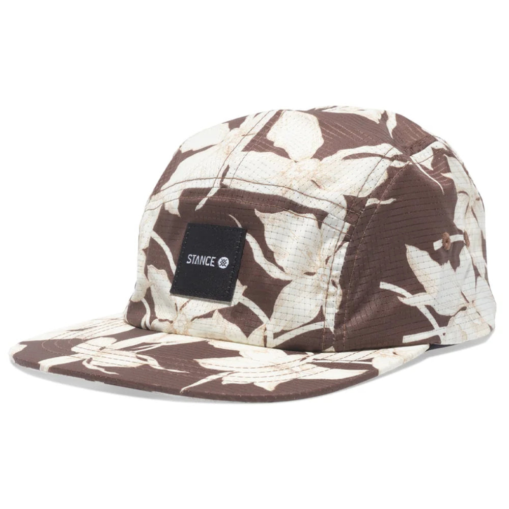 Stance Kinetic 5 Panel Ajustable Cap White Brown Angle View