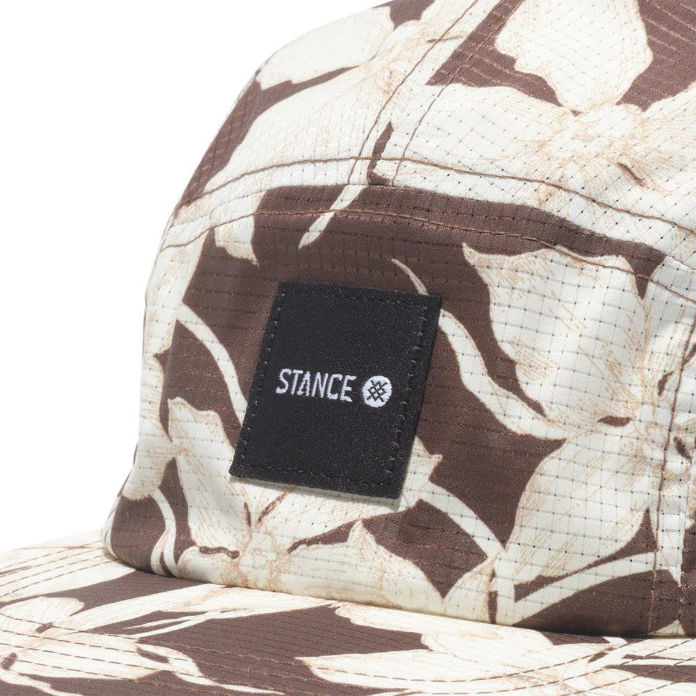 Stance Kinetic 5 Panel Ajustable Cap White Brown Patch Logo