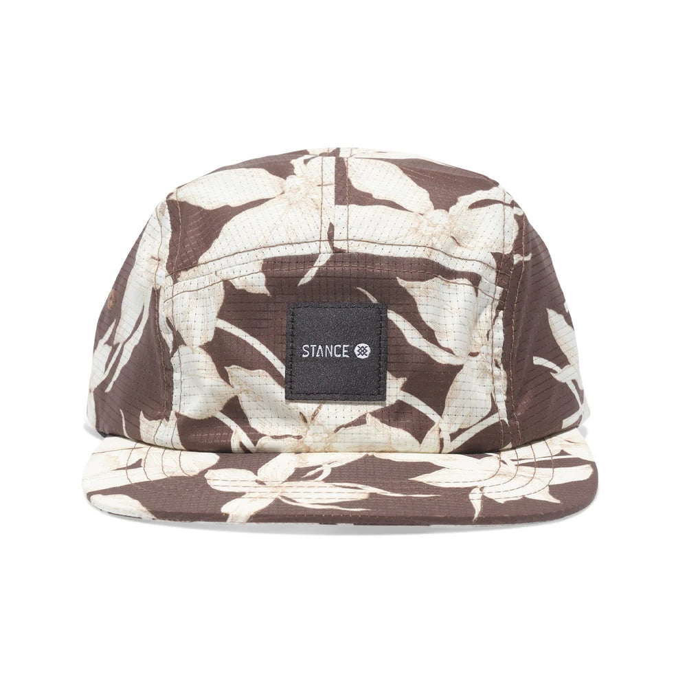 Stance Kinetic 5 Panel Ajustable Cap White Brown Front Logo