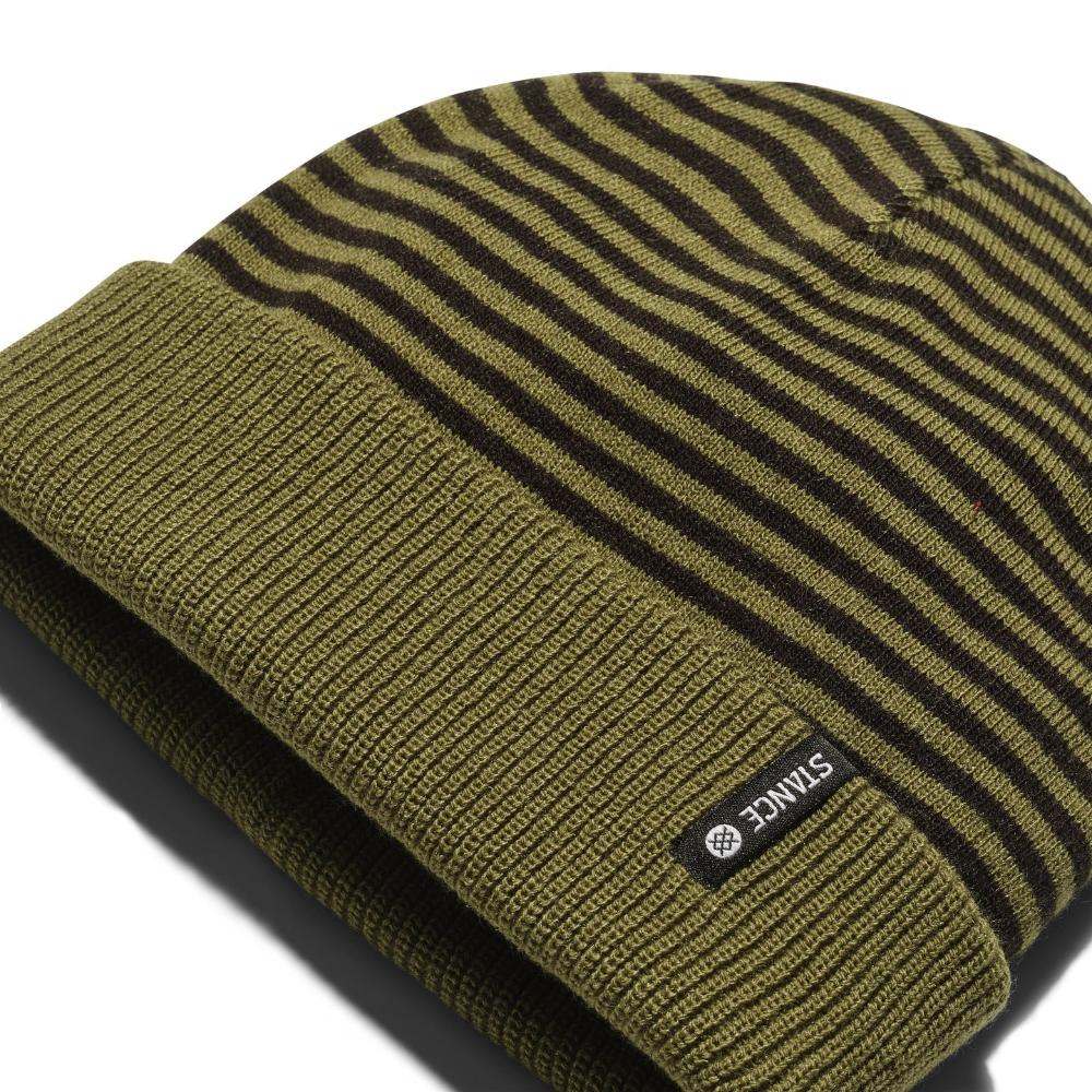 Stance Shipstern Beanie Green. Faded but fierce, this beanie is designed with a lighter-weight acrylic for shoulder season comfort and low-key warmth.