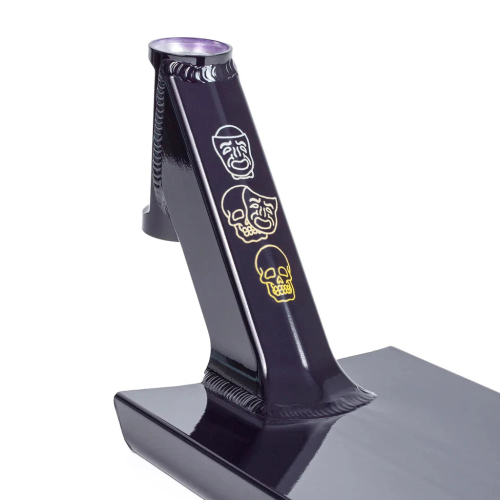 Tilt Formula Selects Demise Purple Street Scooter Deck Neck Close Up With Designs