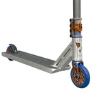 Triad Hybrid Custom Pro Scooter Raw / Blue / Orange Smuggler Bars Close Up