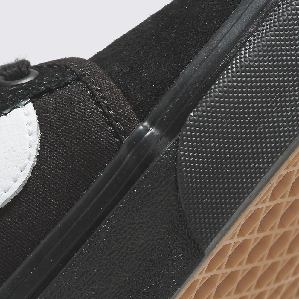 Vans Chukka Low Sidestripe Black Black / White Shoes Close Up Duracap