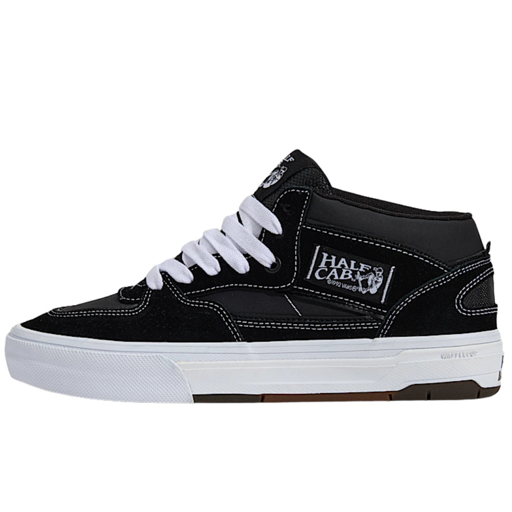 Vans Half Cab Skate Wafflecup Shoes Black / White Side View
