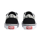 Vans Kids Old Skool Velcro Skulls Black / White Shoes Back View