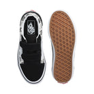 Vans Kids Old Skool Velcro Skulls Black / White Shoes Top / Bottom View