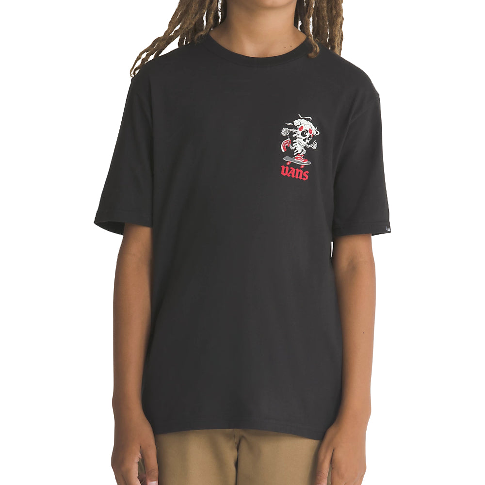 Vans Kids Pizza Skull Black T-Shirt Front Model