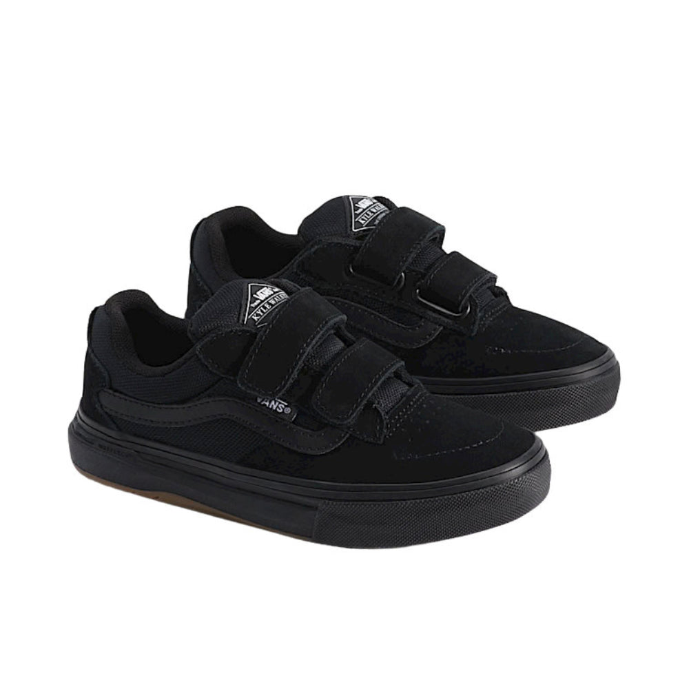 Vans Kids Skate Kyle Walker WaffleCup Velcro Shoes Blackout Pair View