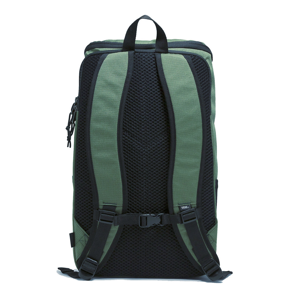 Vans Obstacle Skatepack Bag Bistro Green back with breathable mesh