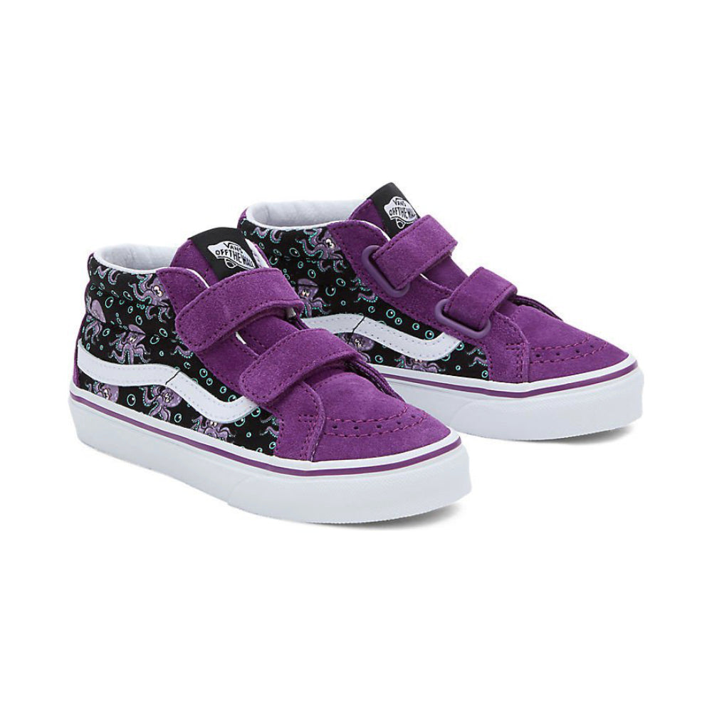 Vans Youth Sk8-Mid Reissue Velcro Glow Octopus Black / Purple - Shoes Pair