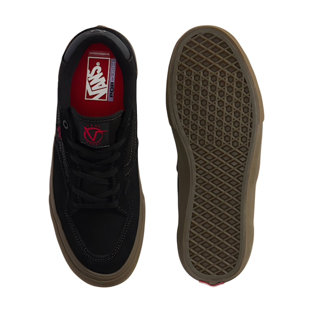 Vans Skate Rowan Black Dark Gum Shoes Top / Bottom View