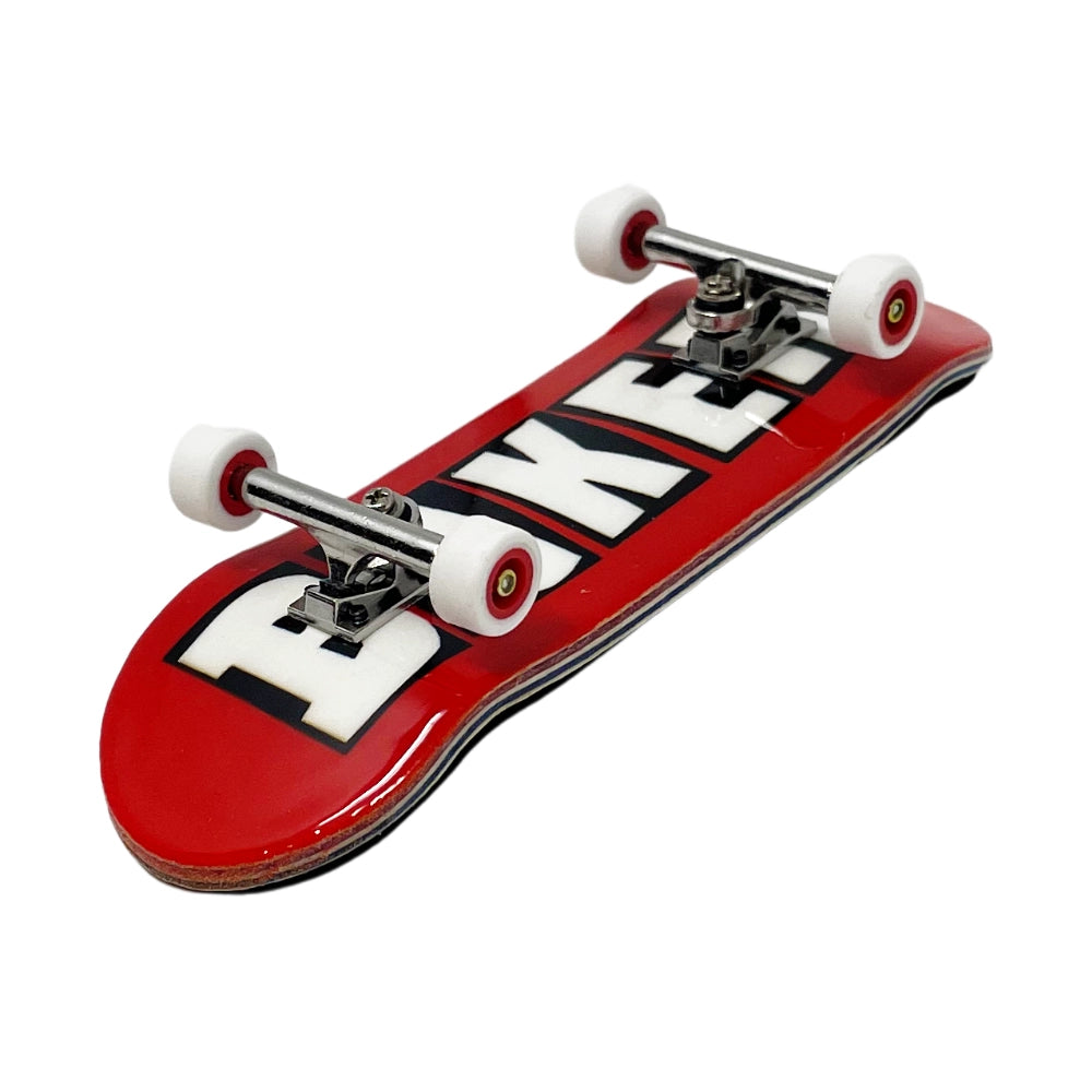 Victory Fingerboards Baker 34mm Pro Complete Angle Bottom View With Red Core Wheels