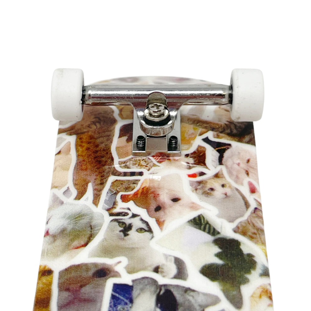 Victory Fingerboards Cats Sticker Bomb 34mm Pro Complete With Inverted Kingpin Trucks