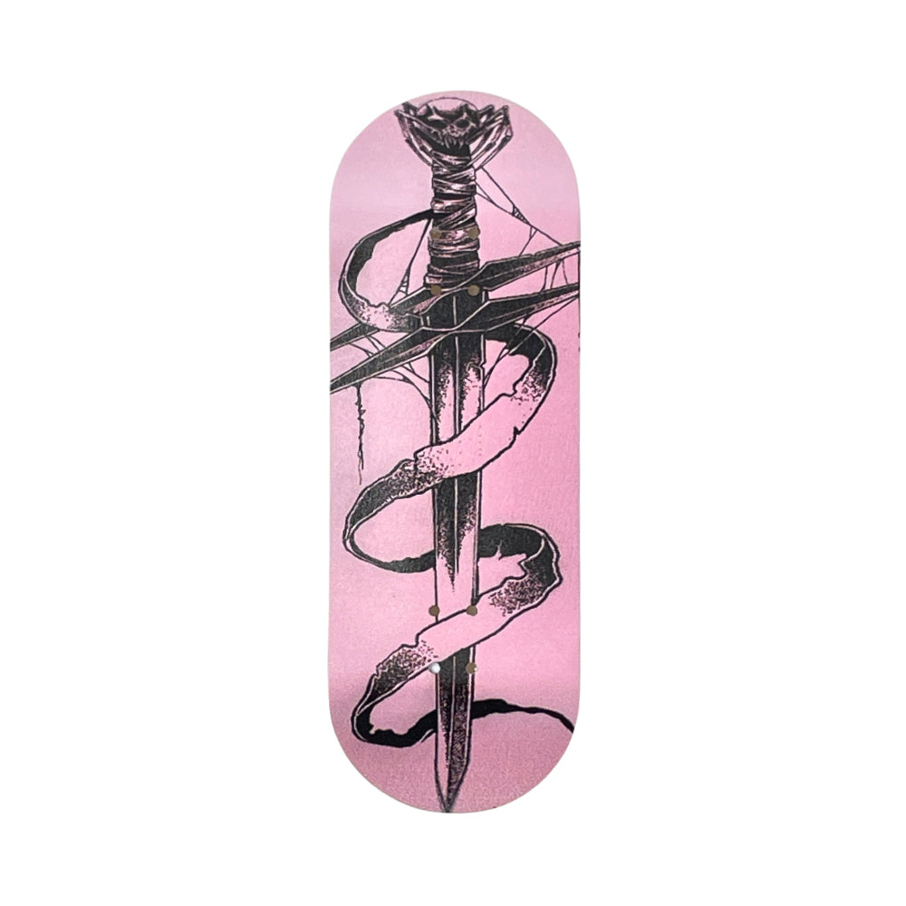 Victory X Deathwish Rosefyre 34mm Pro Fingerboard Deck Pink Black
