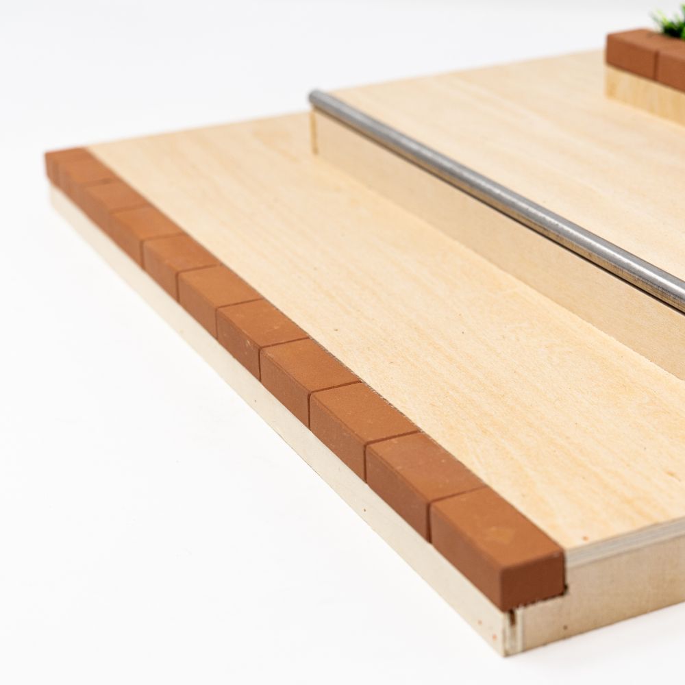 Victory Fingerboards Triple Ledge Wooden Obstacle Brick Copping Close Up