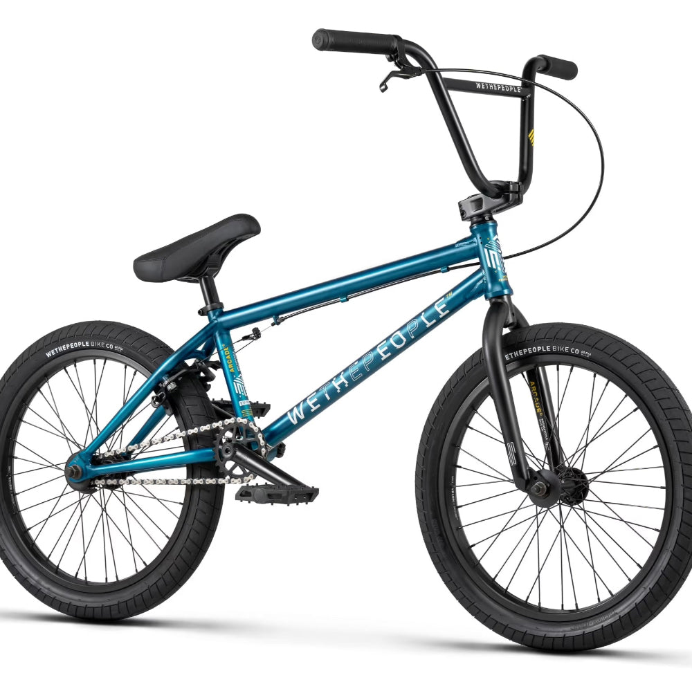 We The People Arcade 20in Matt Translucent Teal 20.5TT BMX Complete Front Angle