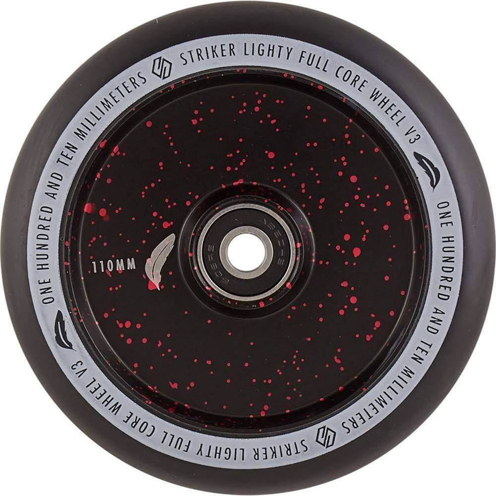 Striker Lighty Fullcore 110mm (PAIR) - Scooter Wheels Black Red Splatter