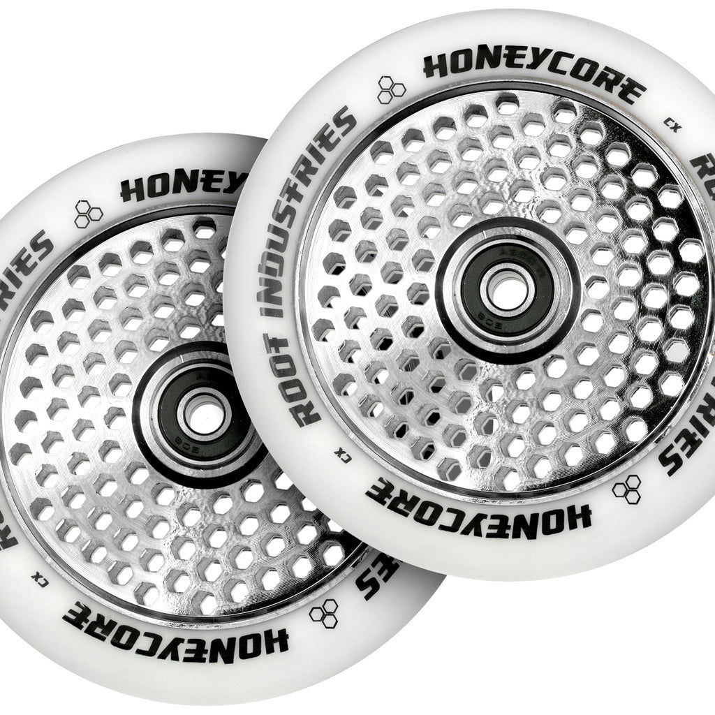 Root Industries Honeycore 120mm White Urethane (PAIR) - Scooter Wheels Mirror
