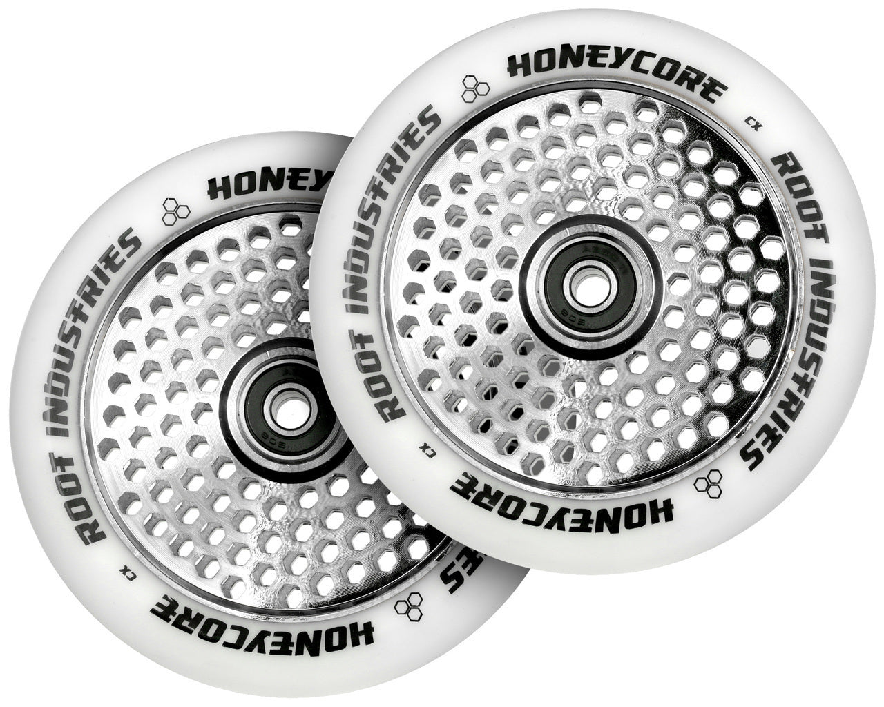 Root Industries Honeycore 120mm White Urethane (PAIR) - Scooter Wheels Mirror
