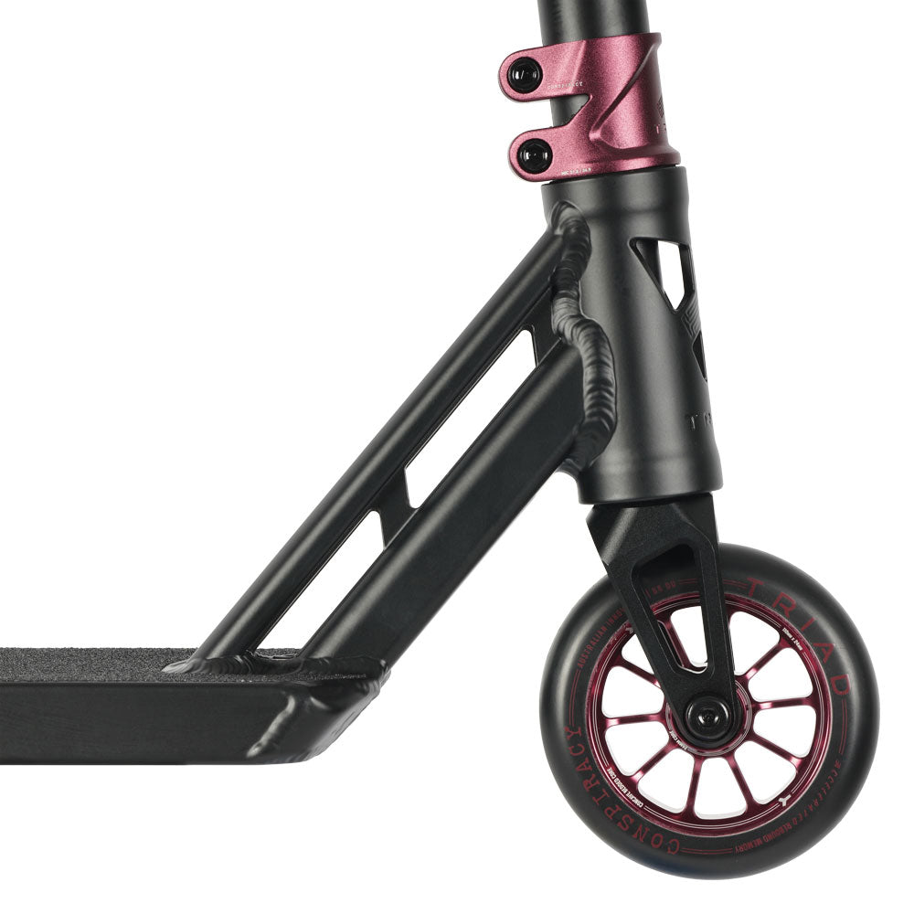 Triad C120 Rabid Black / Red Park Freestyle Scooter Conspiracy Wheel and Clamp