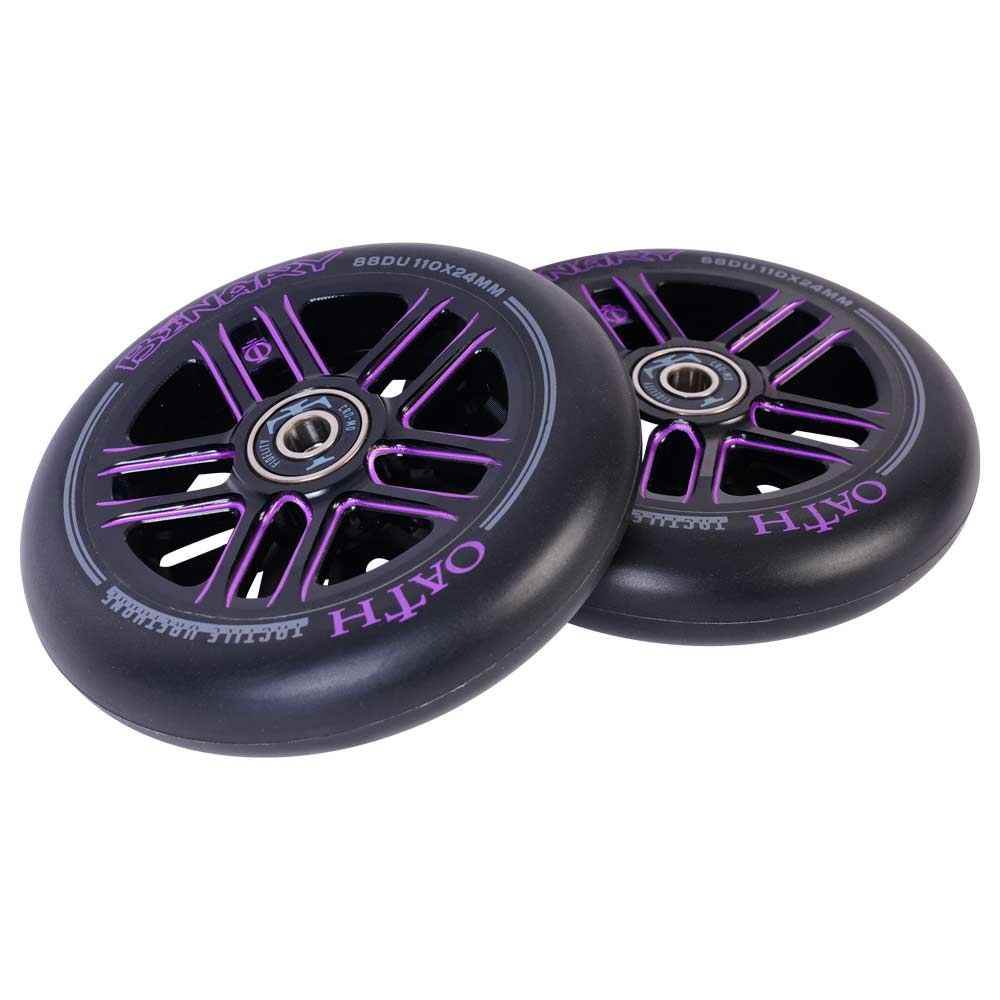 Oath Binary 110x24mm Scooter Wheels Black Purple Pair